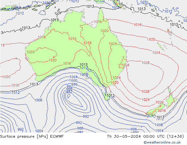 Surface pressure ECMWF Th 30.05.2024 00 UTC