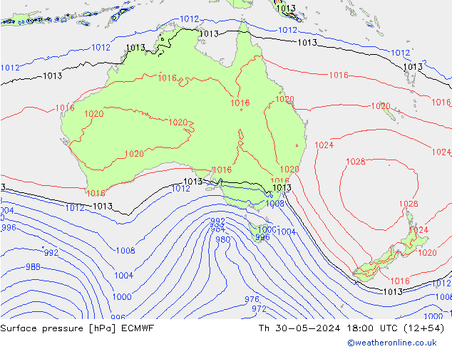 ciśnienie ECMWF czw. 30.05.2024 18 UTC