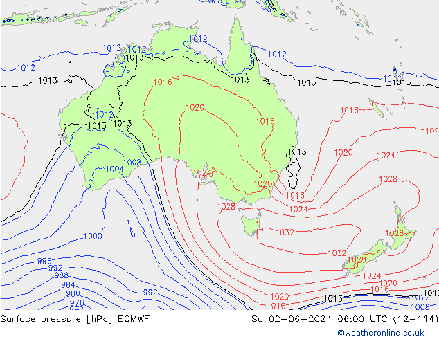 pression de l'air ECMWF dim 02.06.2024 06 UTC