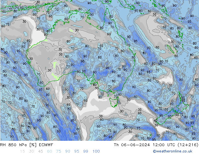 RH 850 hPa ECMWF  06.06.2024 12 UTC