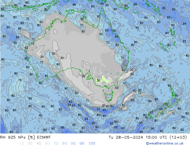 Humedad rel. 925hPa ECMWF mar 28.05.2024 15 UTC