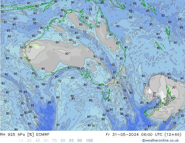 RH 925 гПа ECMWF пт 31.05.2024 06 UTC