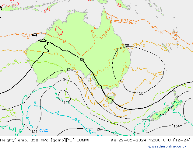 Z500/Rain (+SLP)/Z850 ECMWF Qua 29.05.2024 12 UTC