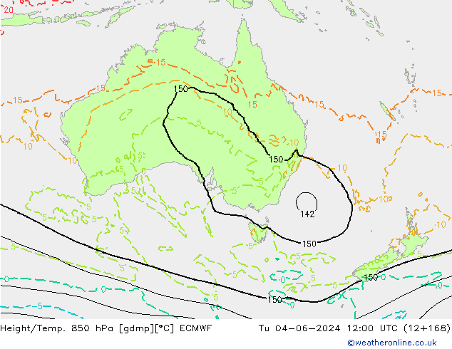 Yükseklik/Sıc. 850 hPa ECMWF Sa 04.06.2024 12 UTC