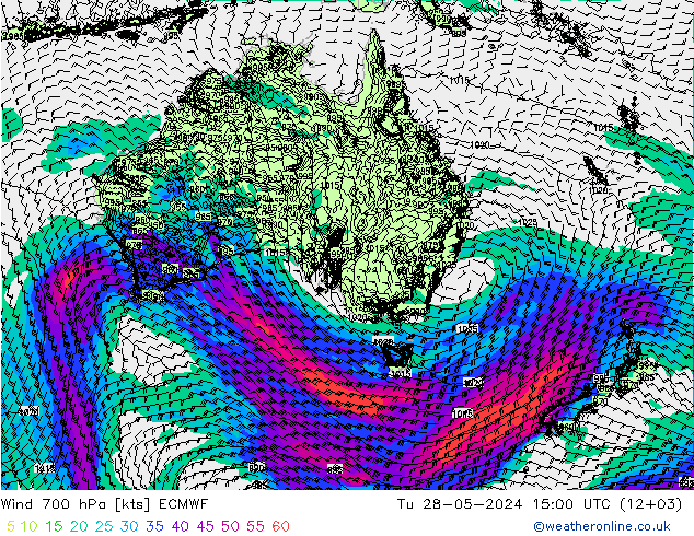 Wind 700 hPa ECMWF Di 28.05.2024 15 UTC