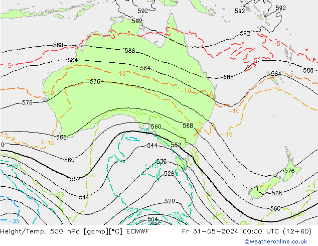 Height/Temp. 500 hPa ECMWF Pá 31.05.2024 00 UTC