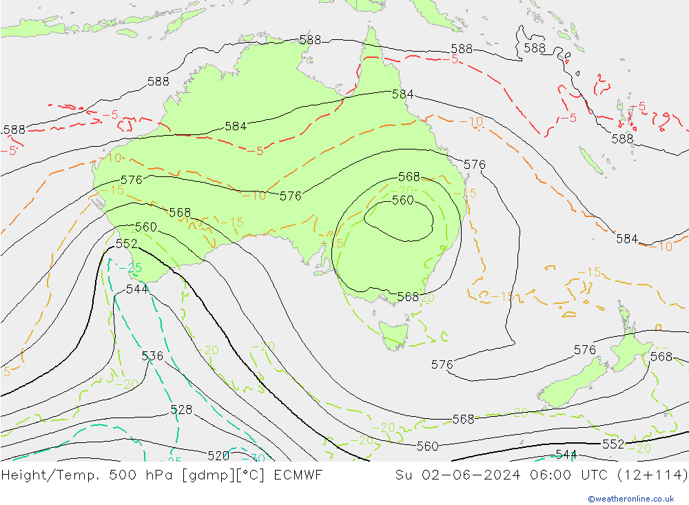 Height/Temp. 500 hPa ECMWF  02.06.2024 06 UTC