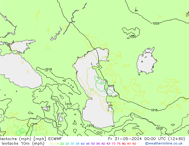 Isotachs (mph) ECMWF Fr 31.05.2024 00 UTC