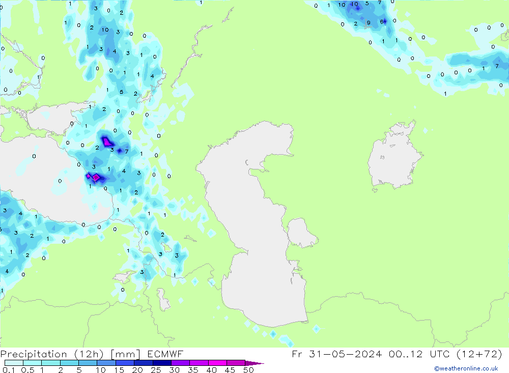 Precipitation (12h) ECMWF Fr 31.05.2024 12 UTC