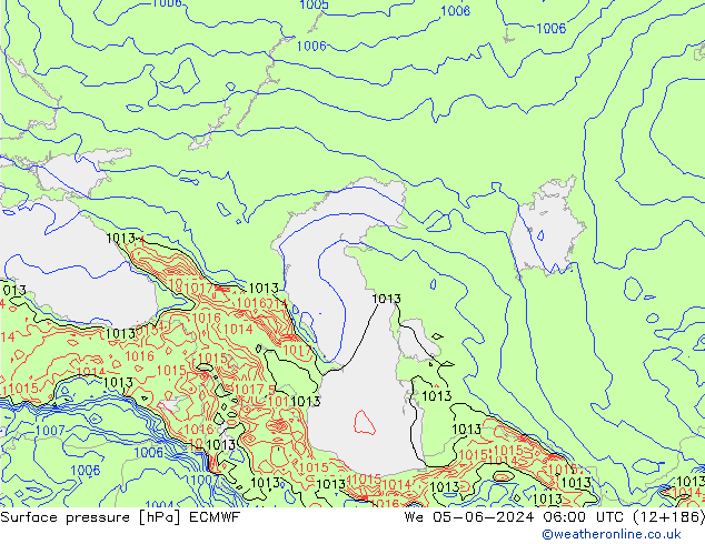 pressão do solo ECMWF Qua 05.06.2024 06 UTC