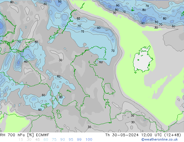 RV 700 hPa ECMWF do 30.05.2024 12 UTC