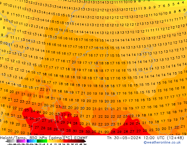 Z500/Rain (+SLP)/Z850 ECMWF  30.05.2024 12 UTC