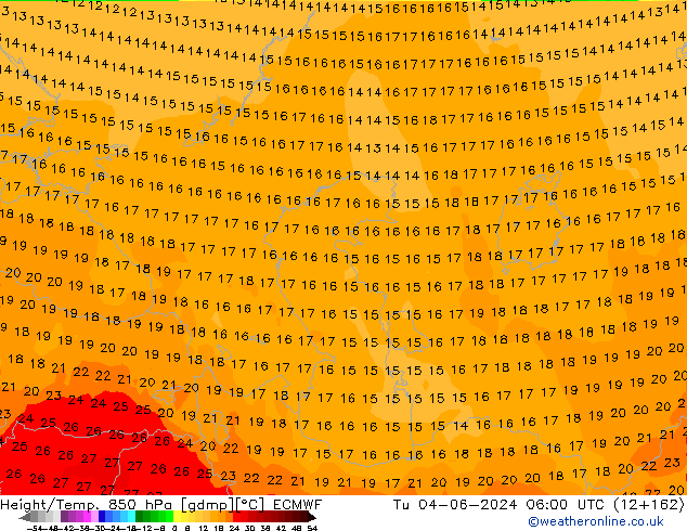 Z500/Rain (+SLP)/Z850 ECMWF вт 04.06.2024 06 UTC