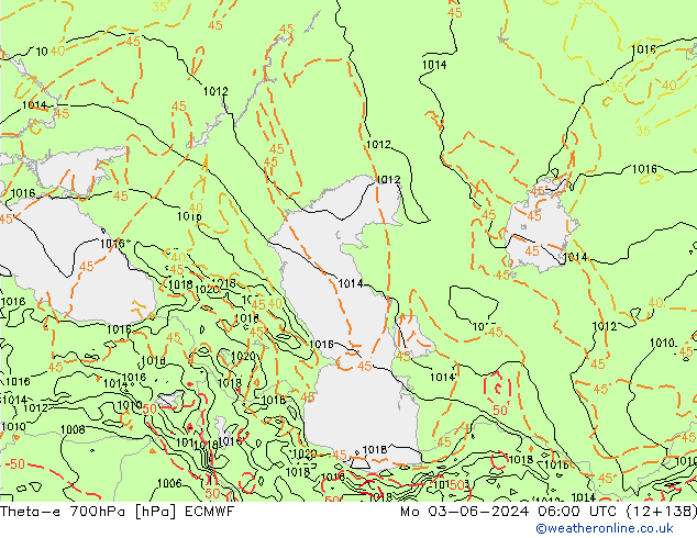 Theta-e 700hPa ECMWF Mo 03.06.2024 06 UTC