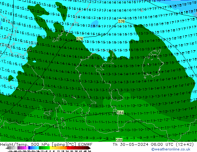 Z500/Rain (+SLP)/Z850 ECMWF Th 30.05.2024 06 UTC