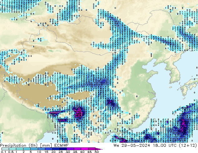 Z500/Rain (+SLP)/Z850 ECMWF 星期三 29.05.2024 00 UTC