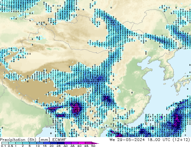 Z500/Yağmur (+YB)/Z850 ECMWF Çar 29.05.2024 00 UTC