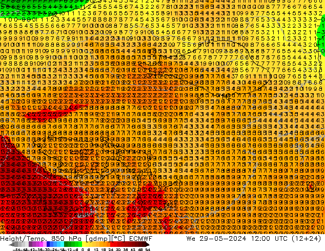 Z500/Rain (+SLP)/Z850 ECMWF 星期三 29.05.2024 12 UTC