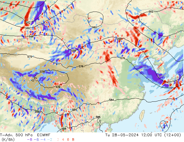 T-Adv. 500 hPa ECMWF di 28.05.2024 12 UTC