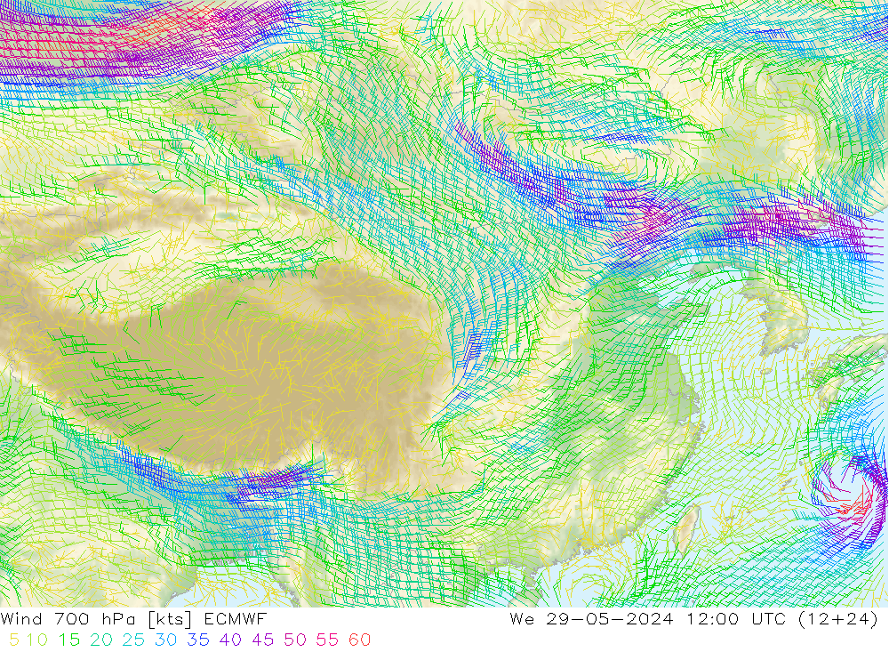 Wind 700 hPa ECMWF We 29.05.2024 12 UTC