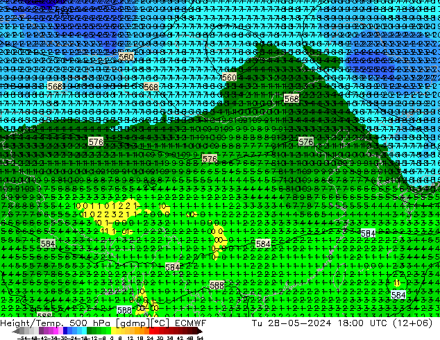 Z500/Yağmur (+YB)/Z850 ECMWF Sa 28.05.2024 18 UTC