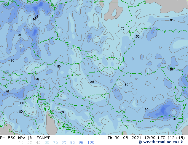 850 hPa Nispi Nem ECMWF Per 30.05.2024 12 UTC