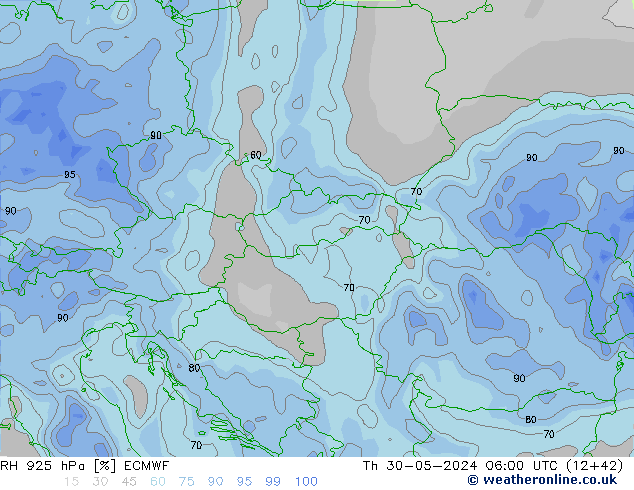 RH 925 hPa ECMWF Th 30.05.2024 06 UTC