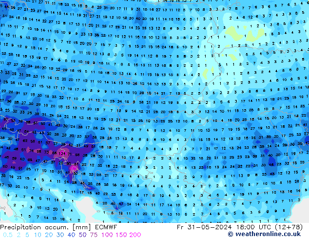 Precipitation accum. ECMWF  31.05.2024 18 UTC