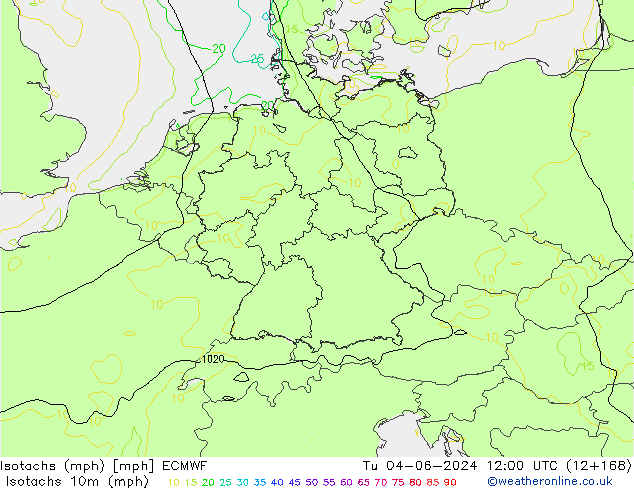 Isotachs (mph) ECMWF mar 04.06.2024 12 UTC