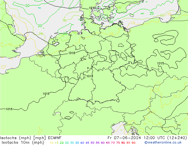 Isotachs (mph) ECMWF Fr 07.06.2024 12 UTC