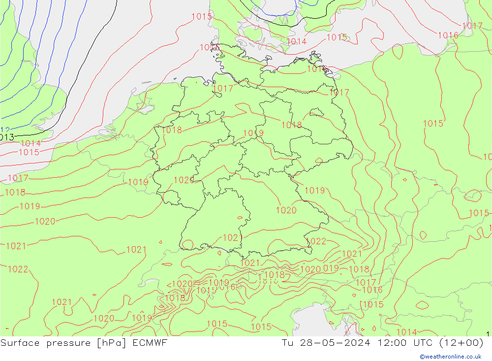 ciśnienie ECMWF wto. 28.05.2024 12 UTC