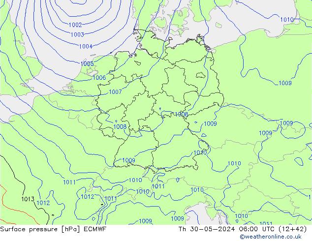 приземное давление ECMWF чт 30.05.2024 06 UTC