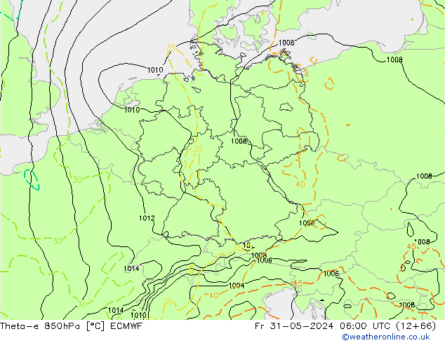 Theta-e 850hPa ECMWF pt. 31.05.2024 06 UTC