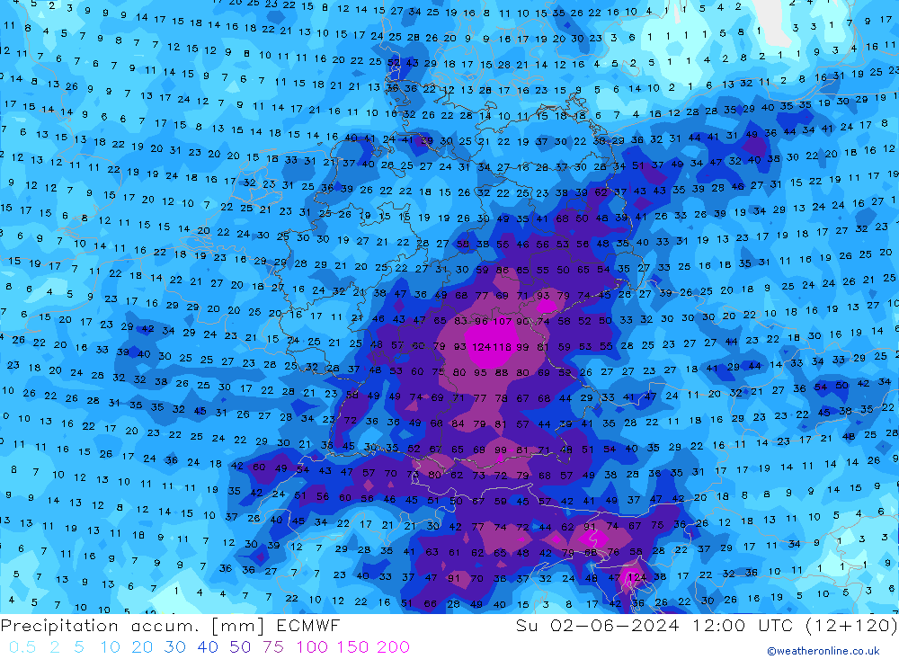 Totale neerslag ECMWF zo 02.06.2024 12 UTC