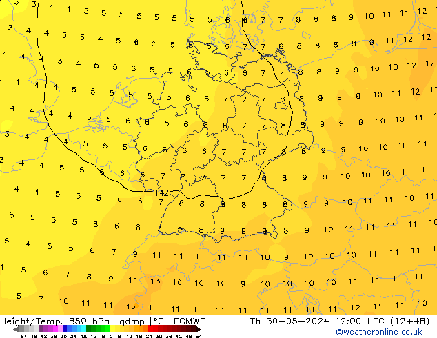 Géop./Temp. 850 hPa ECMWF jeu 30.05.2024 12 UTC