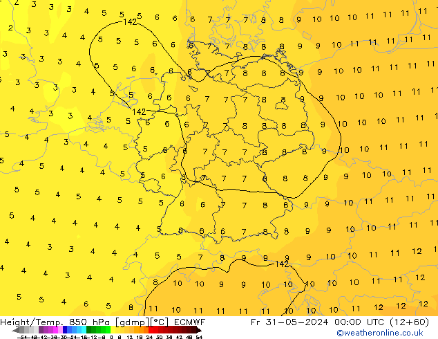 Z500/Rain (+SLP)/Z850 ECMWF пт 31.05.2024 00 UTC