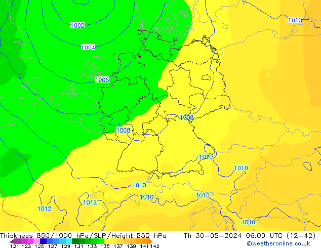 Thck 850-1000 hPa ECMWF jeu 30.05.2024 06 UTC