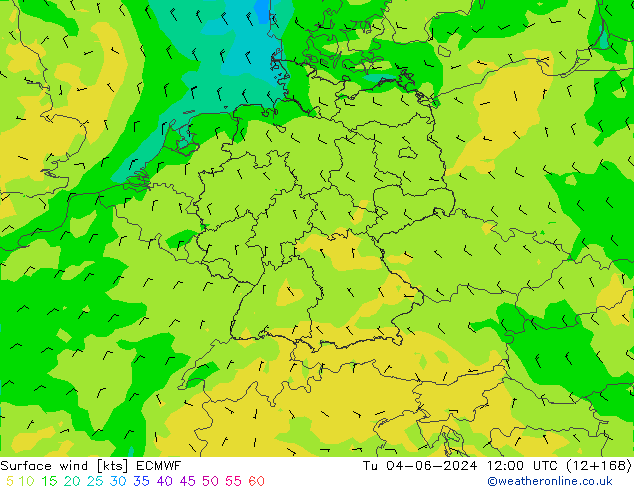 Rüzgar 10 m ECMWF Sa 04.06.2024 12 UTC