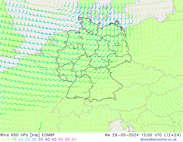 Wind 950 hPa ECMWF Mi 29.05.2024 12 UTC