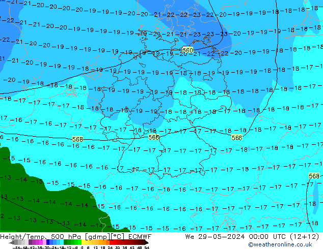 Z500/Rain (+SLP)/Z850 ECMWF Qua 29.05.2024 00 UTC