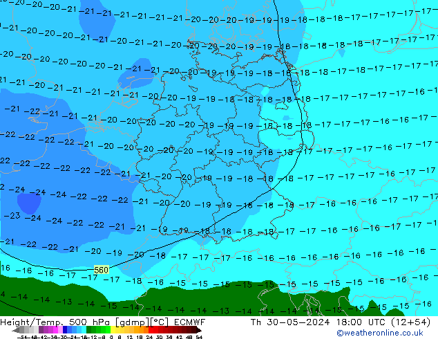 Z500/Rain (+SLP)/Z850 ECMWF  30.05.2024 18 UTC