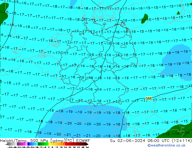 Z500/Rain (+SLP)/Z850 ECMWF Вс 02.06.2024 06 UTC