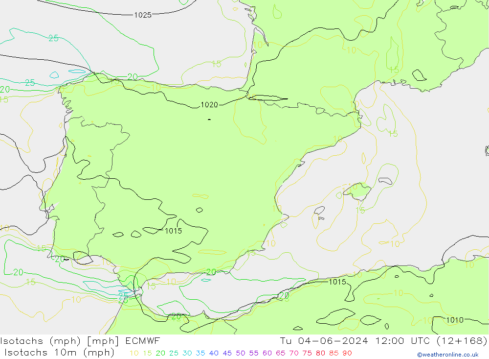 Eşrüzgar Hızları mph ECMWF Sa 04.06.2024 12 UTC