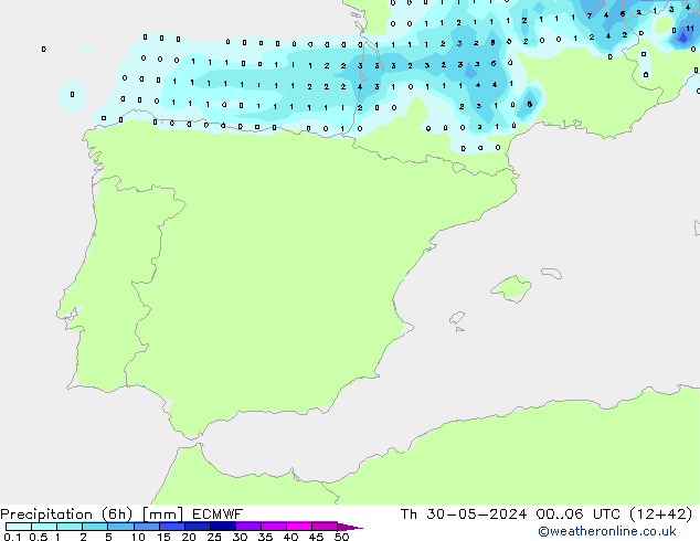 Z500/Rain (+SLP)/Z850 ECMWF Čt 30.05.2024 06 UTC