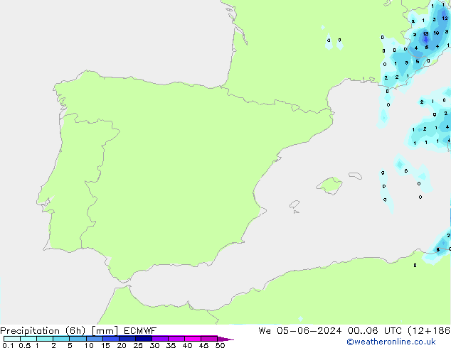 Precipitação (6h) ECMWF Qua 05.06.2024 06 UTC