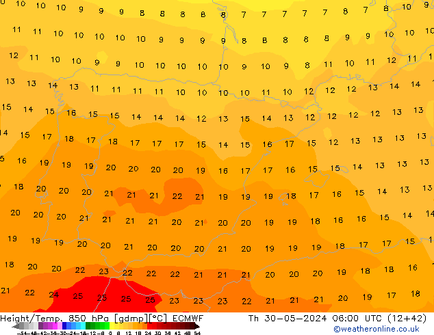 Z500/Rain (+SLP)/Z850 ECMWF Čt 30.05.2024 06 UTC