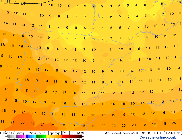 Z500/Yağmur (+YB)/Z850 ECMWF Pzt 03.06.2024 06 UTC