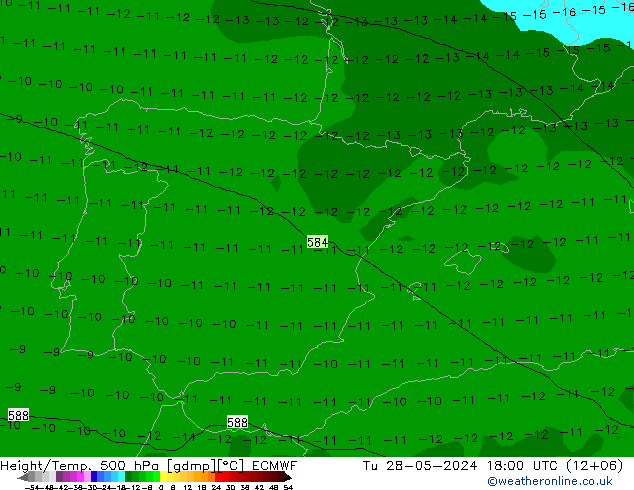 Z500/Yağmur (+YB)/Z850 ECMWF Sa 28.05.2024 18 UTC