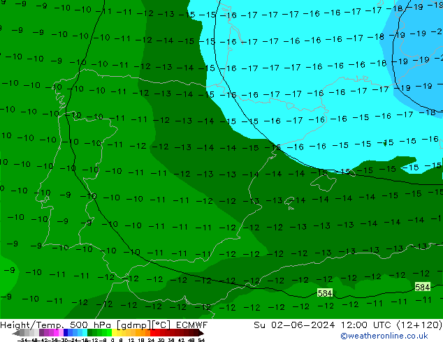 Z500/Rain (+SLP)/Z850 ECMWF Su 02.06.2024 12 UTC