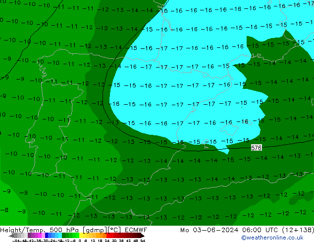 Z500/Rain (+SLP)/Z850 ECMWF Po 03.06.2024 06 UTC